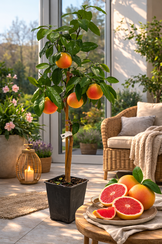 Grapefruitbaum Star Ruby 120–140 cm – Pampelmuse / Pomelo Citrusbaum mit Topf – exotischer Zitrusbaum für Terrasse & Wintergarten