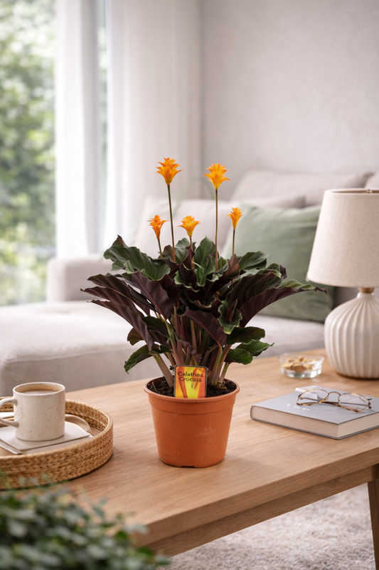 Calathea Crocata 40 cm - Maranta - Zelená rostlina - Pokojová rostlina - Modlitební rostlina - Okrasná listnatá rostlina