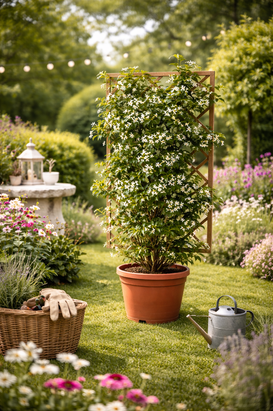 Jasmín obecný (Trachelospermum jasminoides) 50–70 cm – stálezelená, mrazuvzdorná a silně vonná rostlina | Voňavý jasmín, popínavá rostlina