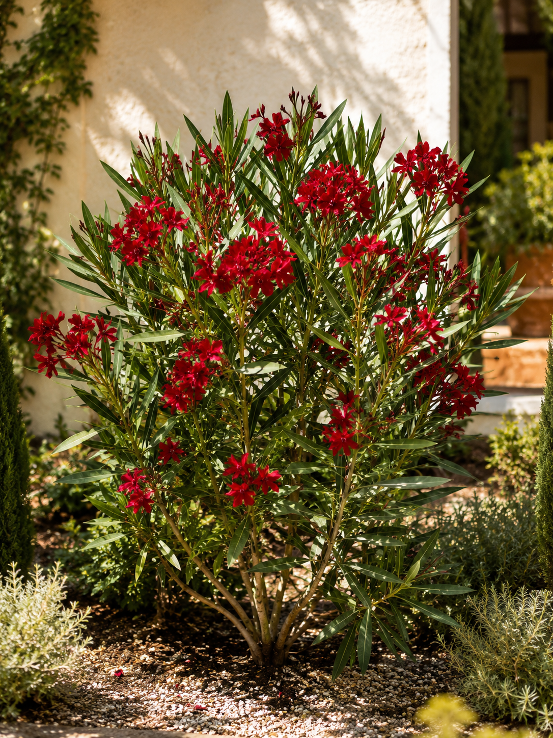 Oleander Semplice Rot 120–140 cm – rot blühender Rosenlorbeer für Terrasse, Balkon und Garten