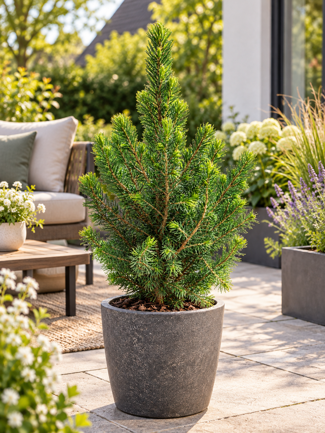 Zuckerhutfichte ‘Conica’ ca. 30 cm – Picea glauca, immergrüne Zwergfichte für Garten, Balkon & Kübel