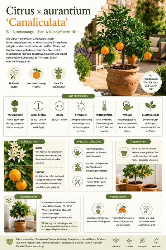 Bitterorange (Citrus aurantium) 70–100 cm – Bitterorangenbaum, Pomeranze, Zitrusbaum mediterran im Topf