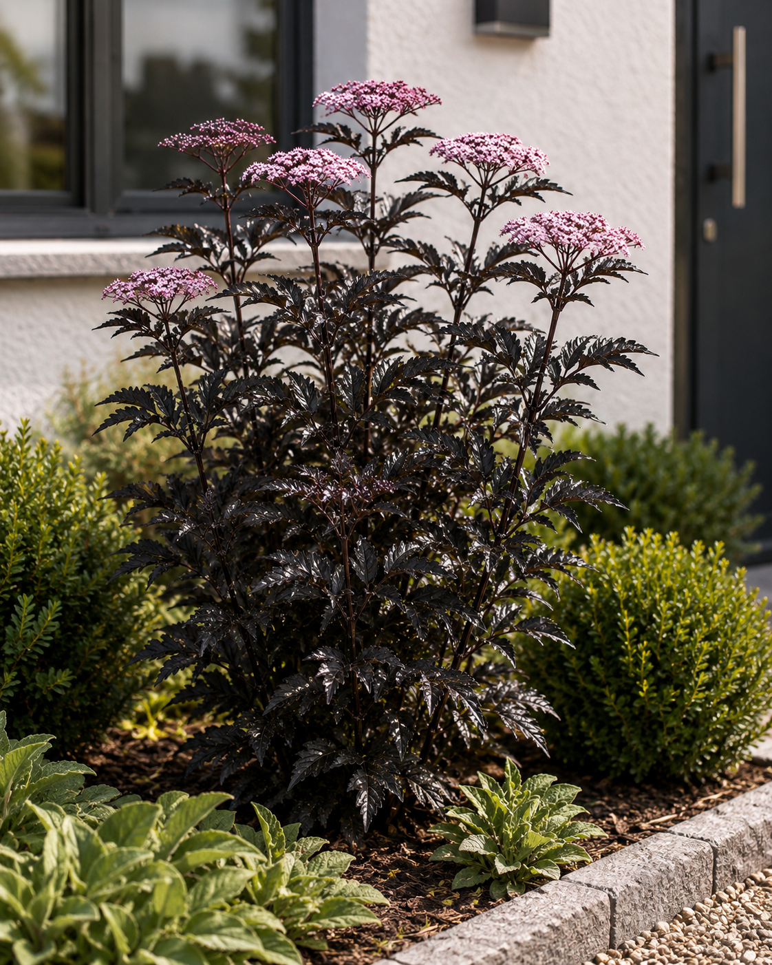 Säulen-Holunder 'Black Tower' 40–60 cm – Schwarzer Holunder | Sambucus nigra 'Black Tower' | Dunkellaubiger Zierholunder mit schwarzrotem Laub