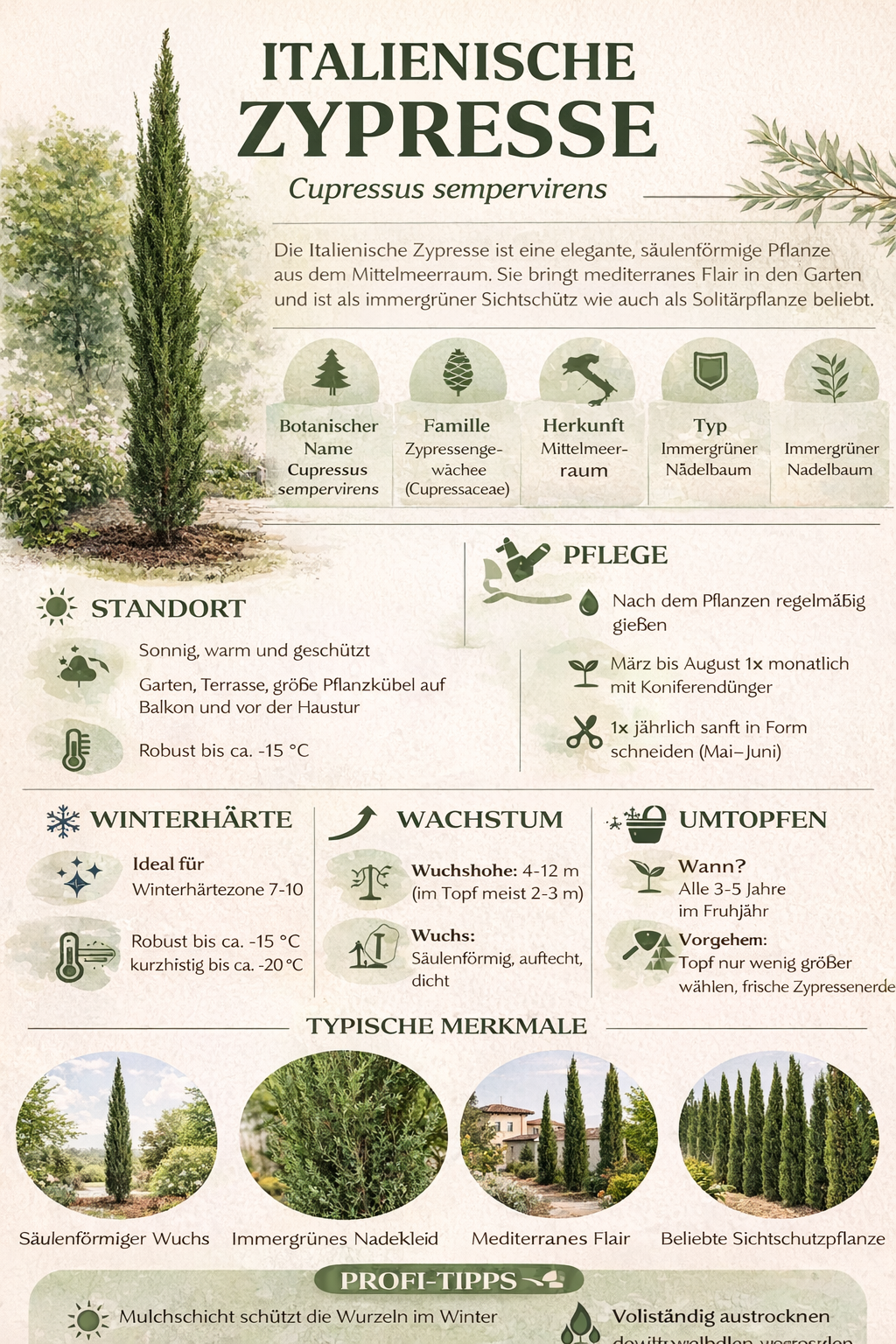 Mittelmeer-Zypresse Cupressus sempervirens Säulen-Zypresse  Echte Zypresse