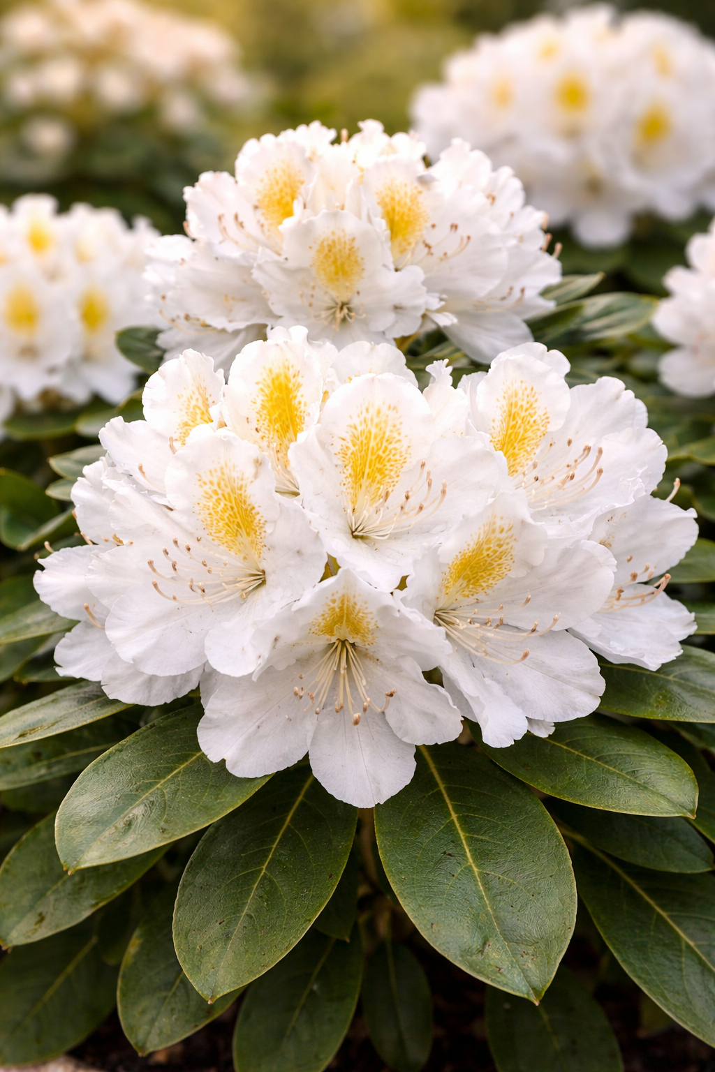 Rhododendron Cunningham’s White 15–20 cm – Weiß blühender Alpenrose Strauch, winterhart & immergrün
