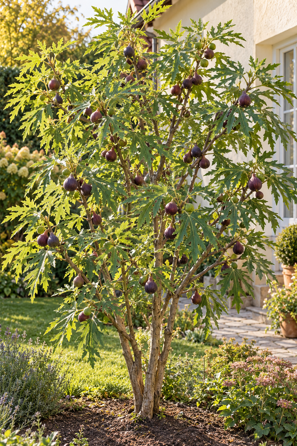 Feige ‘Ice Crystal’ – Ficus carica – Feigenbaum mit dekorativen Blättern für Garten & Kübel – 40–60 cm inkl. Topf
