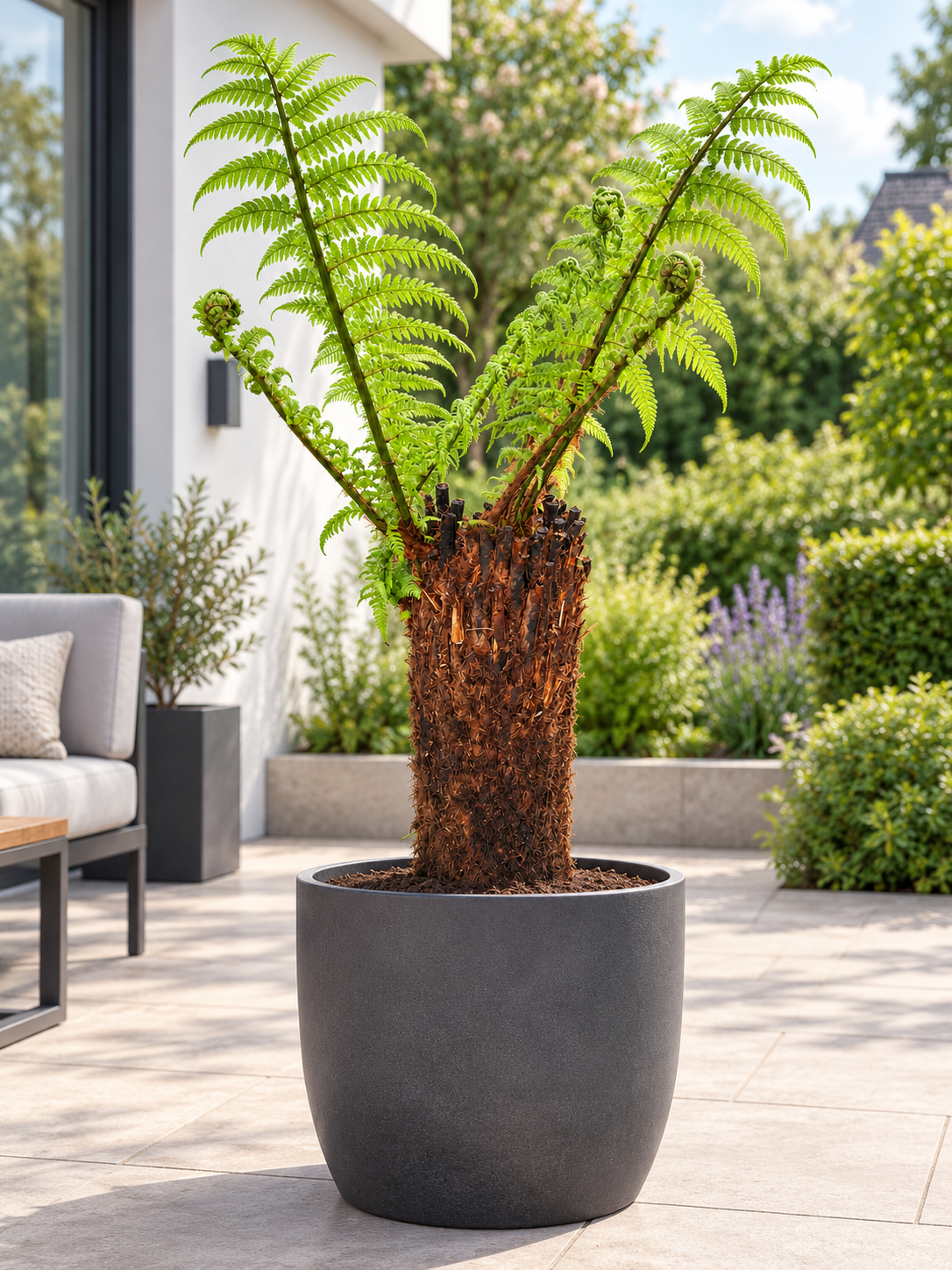 Baumfarn Dicksonia antarctica mit 60 cm Stamm – Australischer Taschenfarn für Kübel und Wintergarten