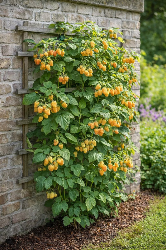 Gelbe Himbeere ‘Golden Bliss’ 30–35 cm – Rubus idaeus, winterharte Naschhimbeere für Garten, Balkon und Terrasse