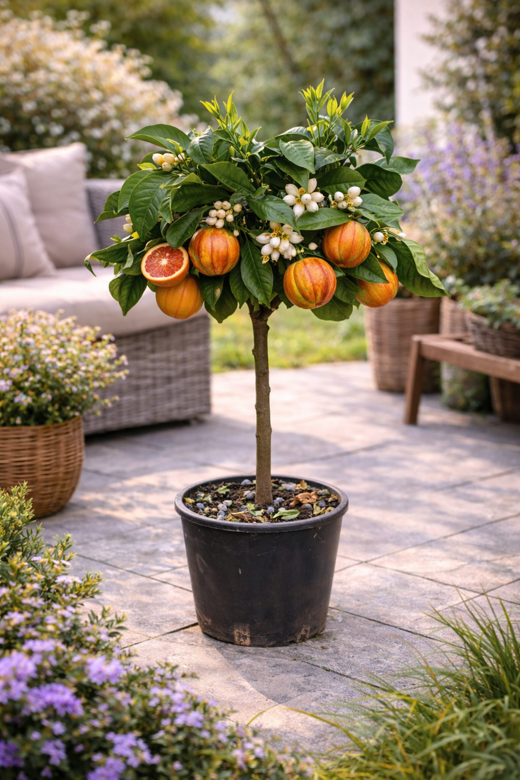 Orangenbaum Arcobal 70–100 cm – Citrus sinensis ‘Arcobal’ – Regenbogen-Orange, winterharte Kübelpflanze, Zitrusbaum für Balkon & Terrasse
