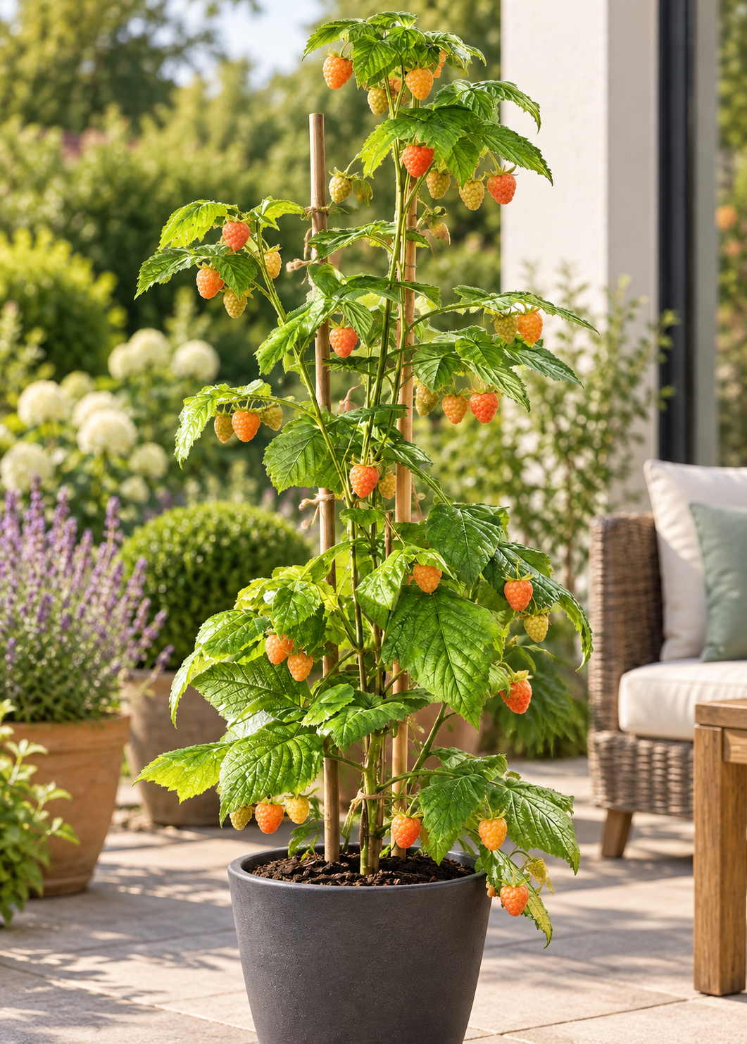 Himbeere ‘Valentina’ – Gelbe Sommerhimbeere | Rubus idaeus ‘Valentina’ | Beerenstrauch 50–70 cm im Topf