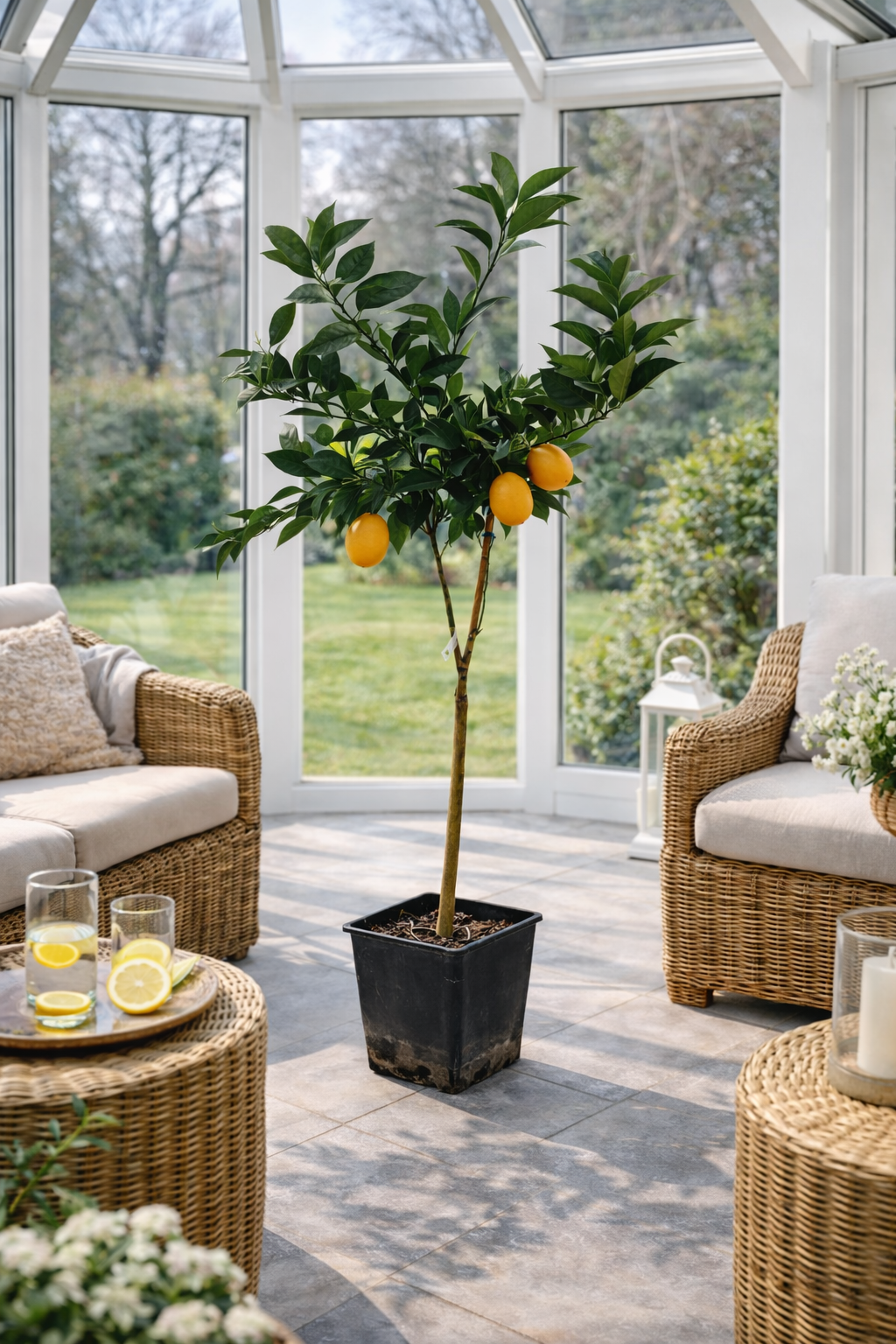 Citrus sinensis ‘Navelina’ – Navelorange Orangenbaum 120–140 cm –  Immergrüner Zitrusbaum für Terrasse & Wintergarten