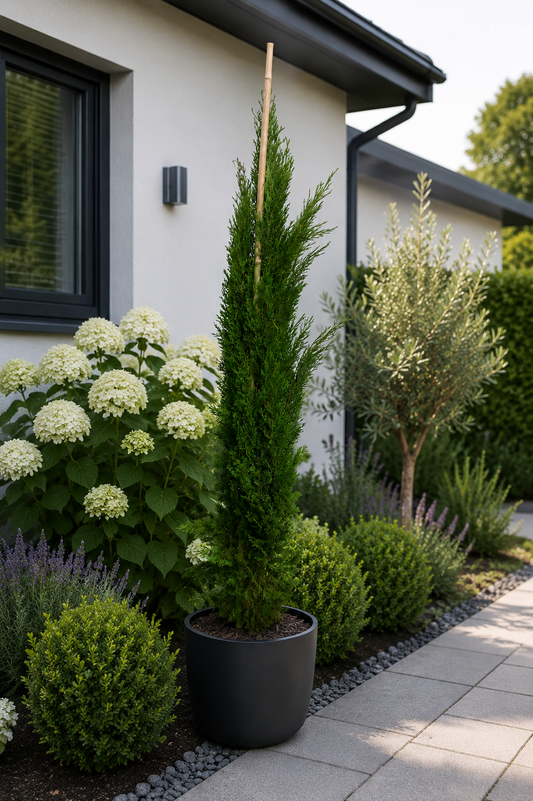 Cupressus sempervirens Totem 140–160 cm – Säulenzypresse Mediterrane Zypresse Italienische Zypresse Wintergrün