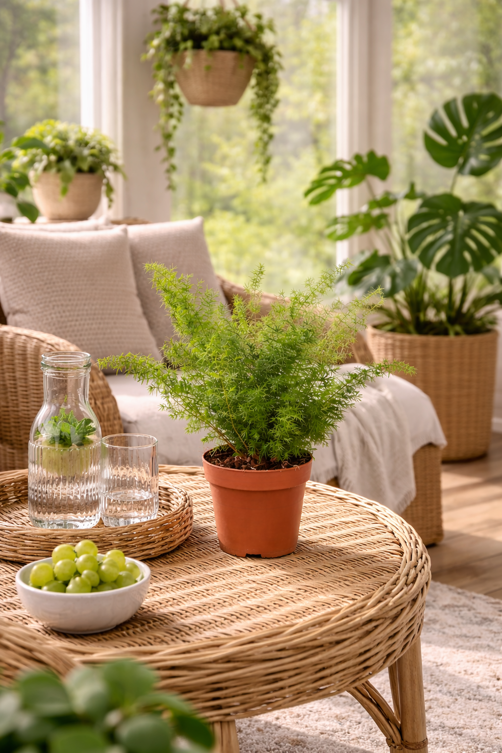 Asparagus Meyeri ca. 35 cm – Zierspargel Fuchsschwanz Farn – Zimmerpflanze im 12 cm Topf