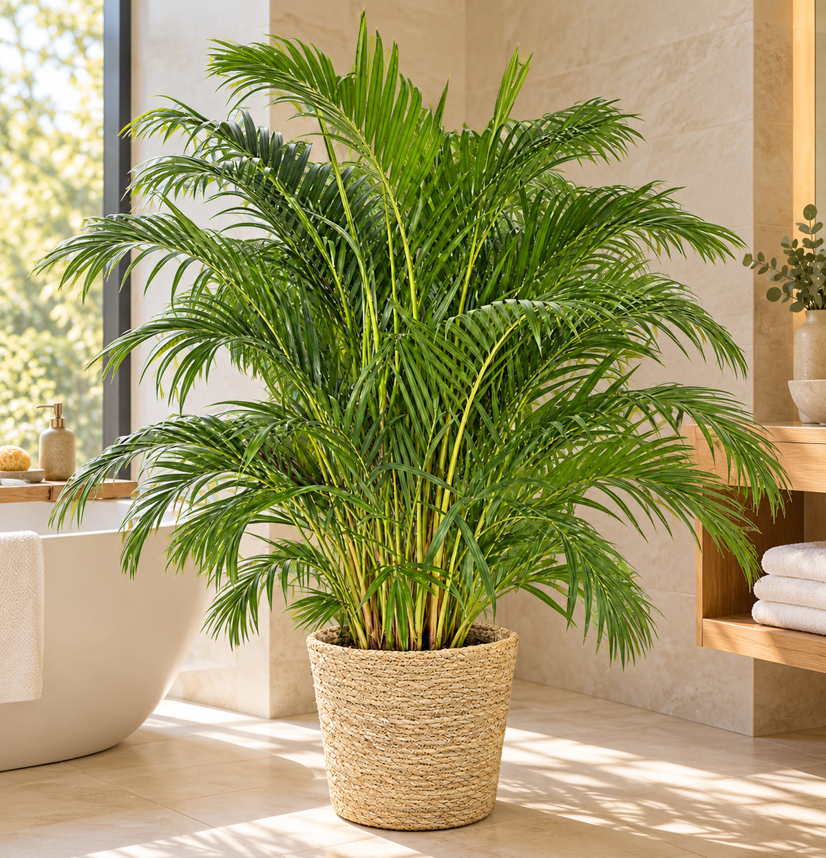 Goldfruchtpalme – Areca-Palme, Dypsis lutescens – Zimmerpalme mit Übertopf Ingmar – 130–150 cm inkl. Topf