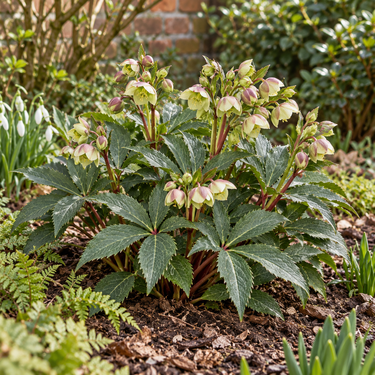 Helleborus × sternii – Nieswurz, immergrüne Blütenstaude für Garten & Kübel – 15–20 cm inkl. Topf