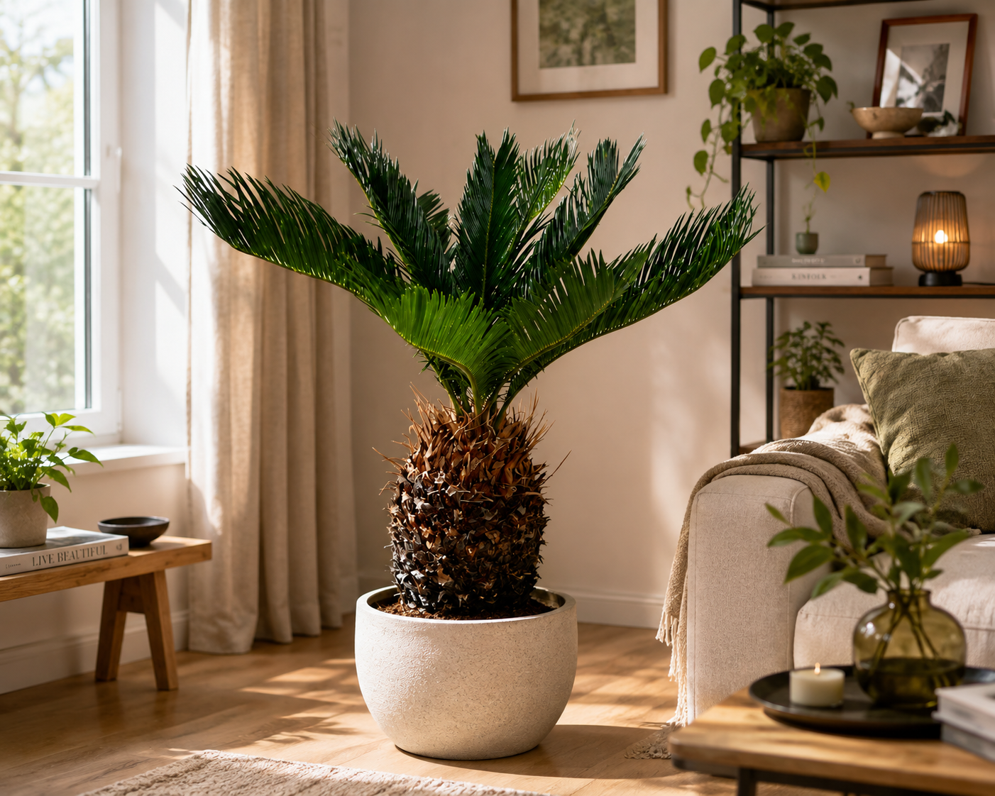 Palmfarn (Cycas revoluta) ca. 70 cm – Japanischer Palmfarn mit 20–30 cm Knolle | Exotische Zimmerpflanze, Kübelpflanze & Wintergarten