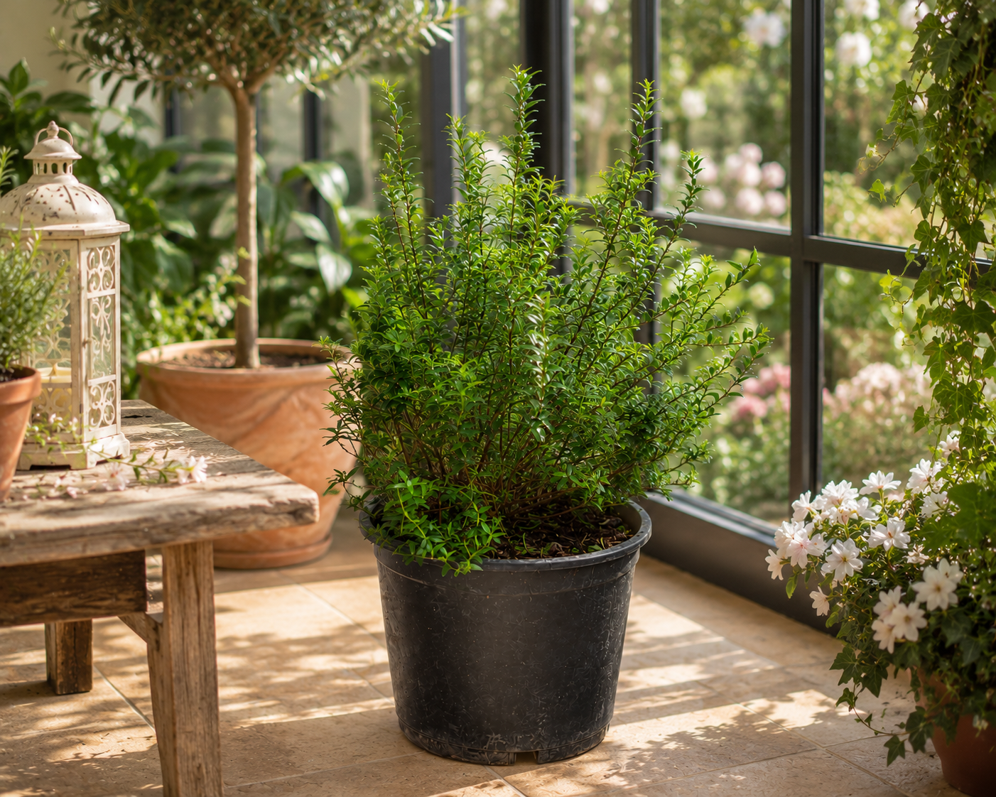 Myrtus communis Busch ca. 50 cm – Echte Brautmyrte – Duftmyrte – Mediterrane Myrte für Garten, Terrasse, Balkon & Wintergarten