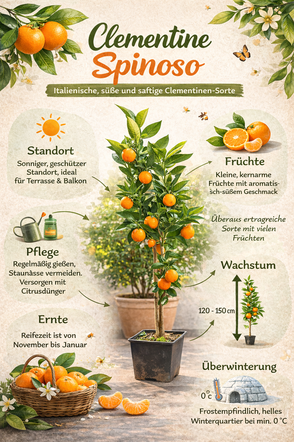 Zitronenbaum Clementine Spinoso (120-150 cm) – Süße Clementine für deinen Garten
