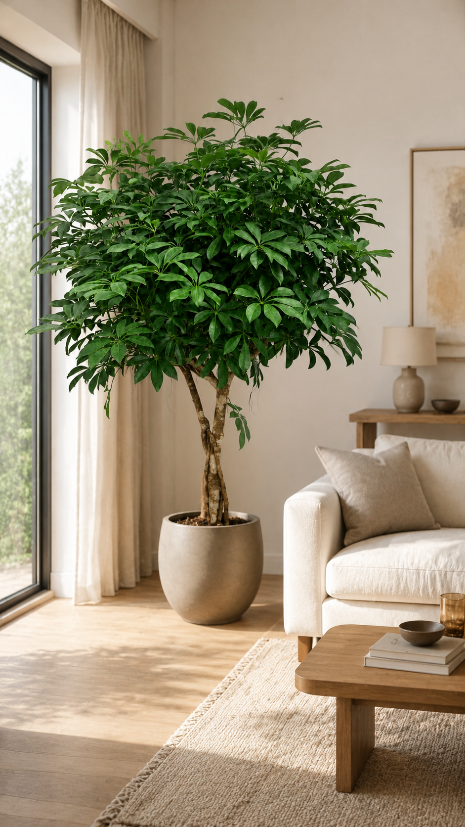Schefflera arboricola XXL ca. 180 cm – Strahlenaralie mit dickem Stamm, große Zimmerpflanze für Wohnzimmer und Büro