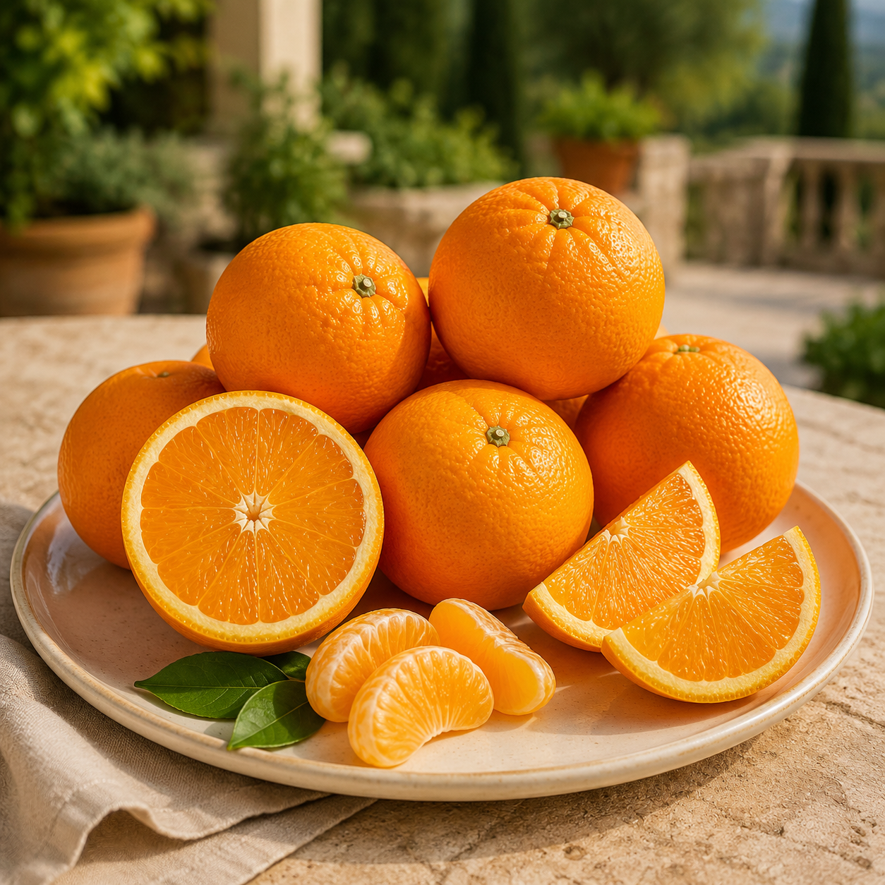 Orangenbaum ‘Navelina’ als Stämmchen ca. 50 cm – Citrus sinensis, mediterrane Zitruspflanze für Balkon und Terrasse