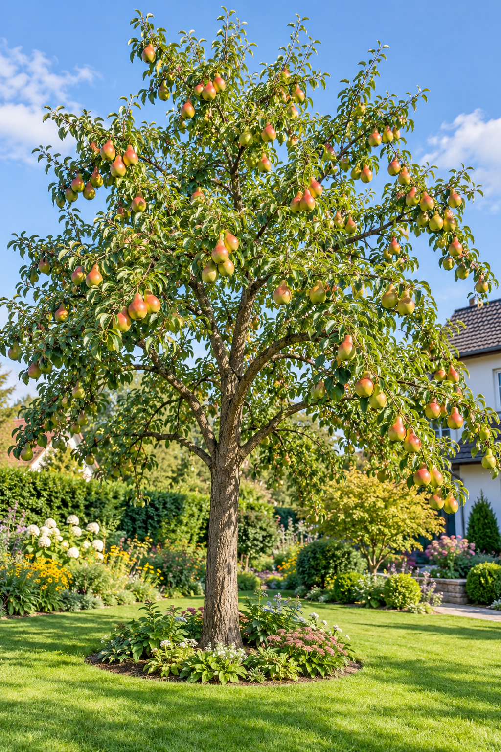 Birnbaum ‘Clapps Liebling’ – Pyrus communis ‘Clapp’s Favourite’ – saftige Sommerbirne für den Garten – 100–120 cm inkl. Topf