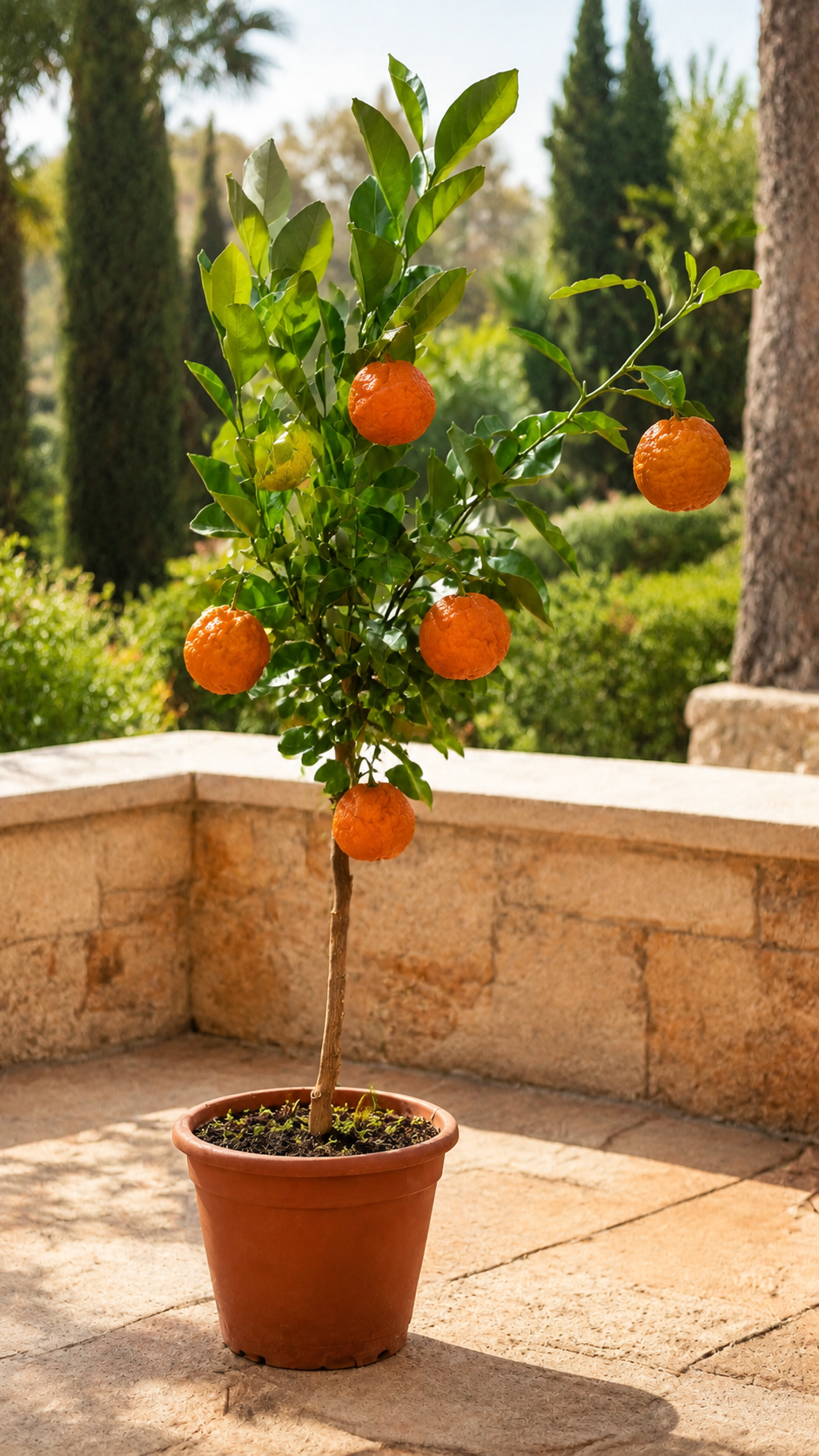 Orangenbaum ‘Arancio Corrugato’ als Stämmchen ca. 50 cm – Citrus sinensis, italienische Zitruspflanze für Balkon und Terrasse