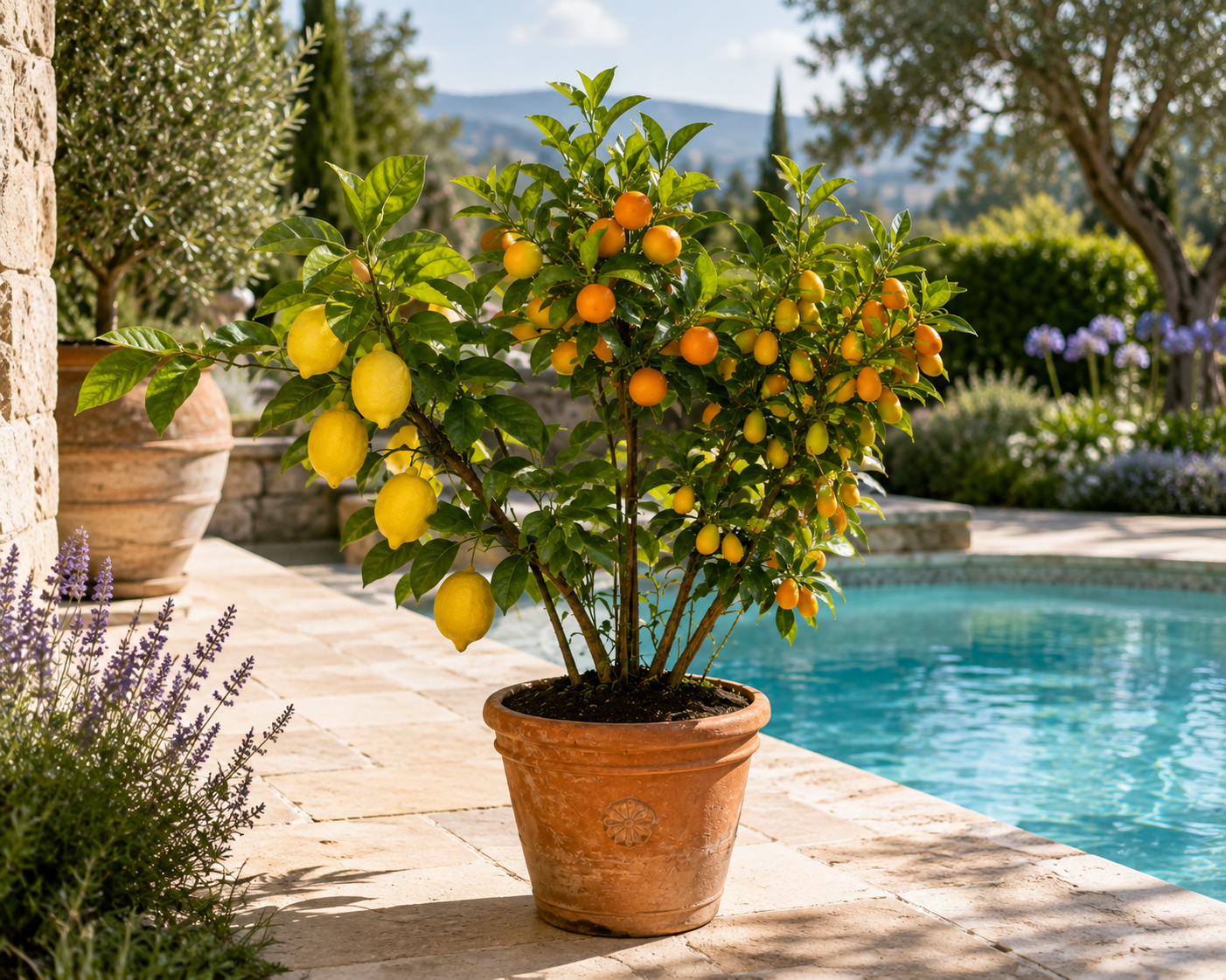 Amalfi Citrus Trio cca. 70 cm - Citron, kalamondin a kumquat na treláži / DOPRAVA ZDARMA