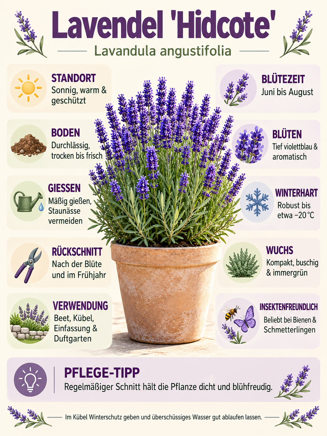 Lavendel ‘Hidcote’ 15–20 cm – Echter Lavendel, winterharte Duftpflanze für Garten, Balkon & Kübel